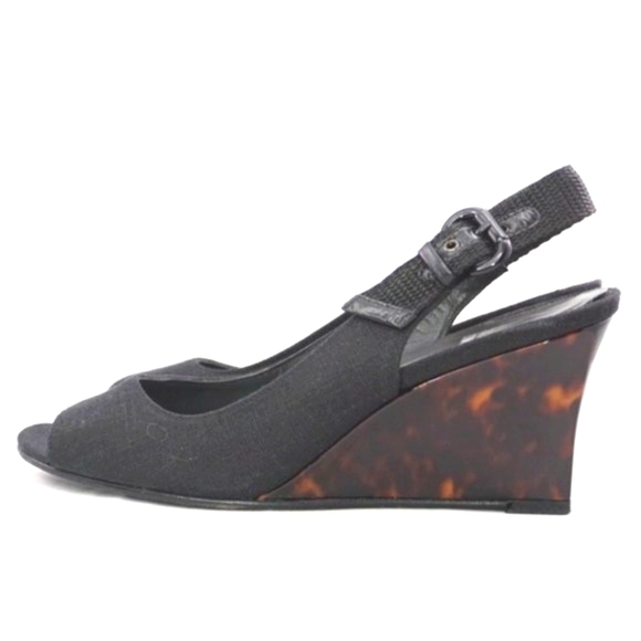 Stuart Weitzman Black Peep Toe Tortoise - Picture 1 of 10